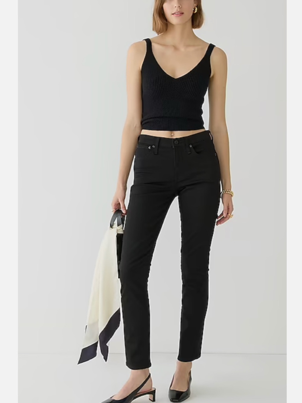 J. Crew 9" Mid-rise Vintage Slim-straight Jeans In Stay Black Wash Size 30
